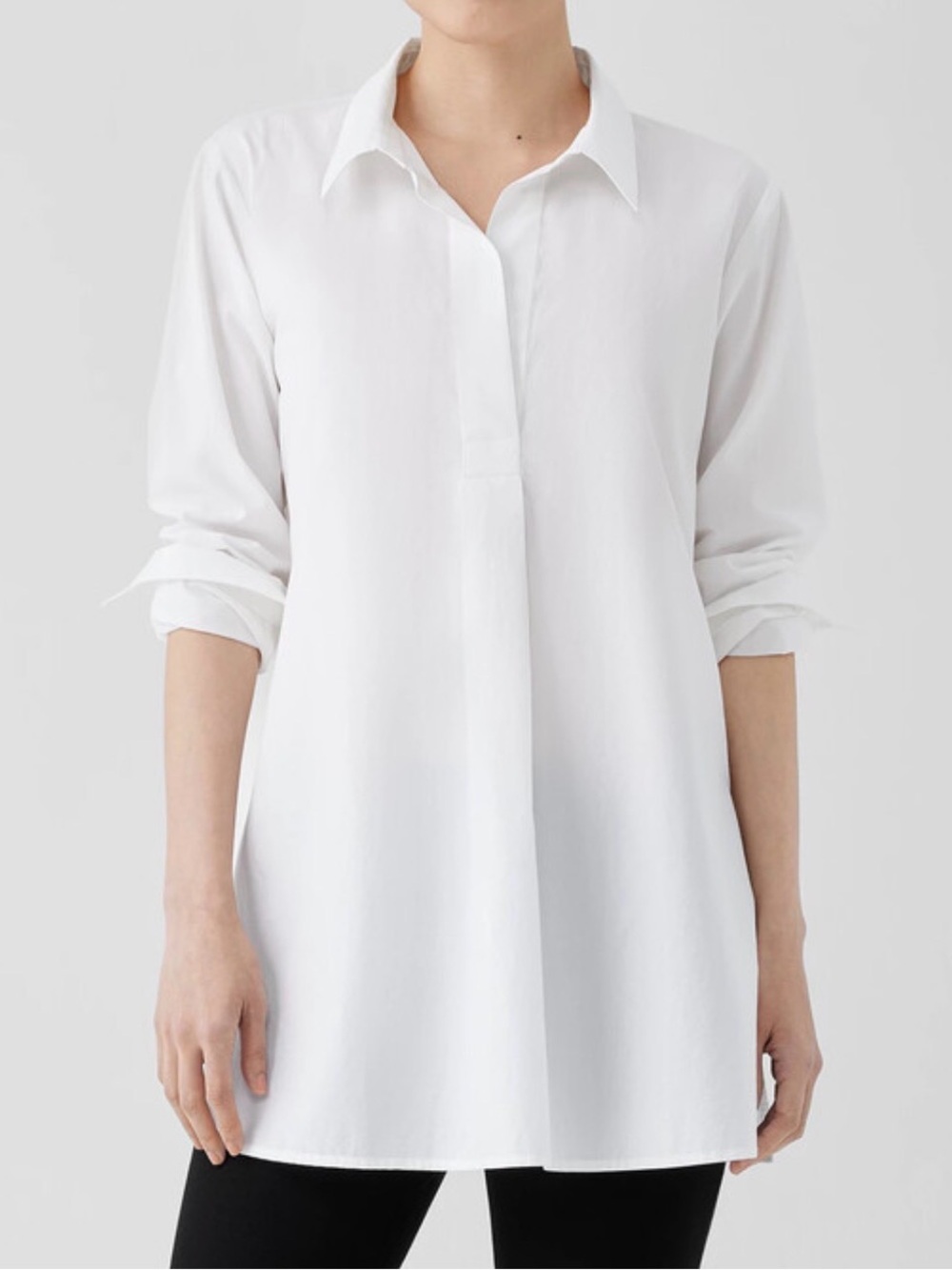 Eileen Fisher Washed Organic Cotton Classic Collar Shirt